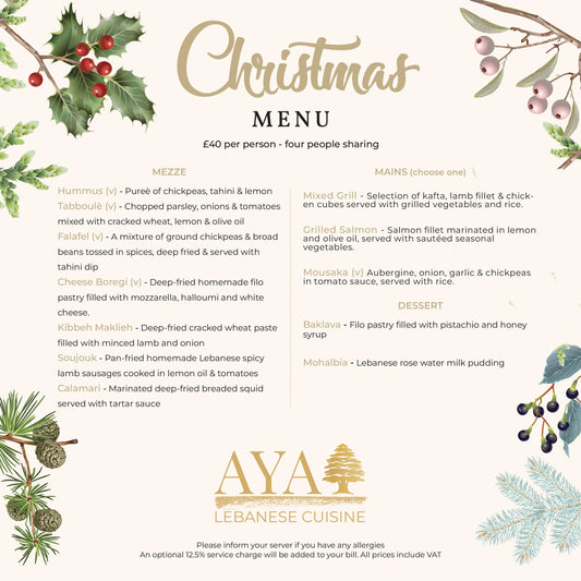 🎄✨ Celebrate Christmas at Aya Lebanese Cuisine ✨🎄