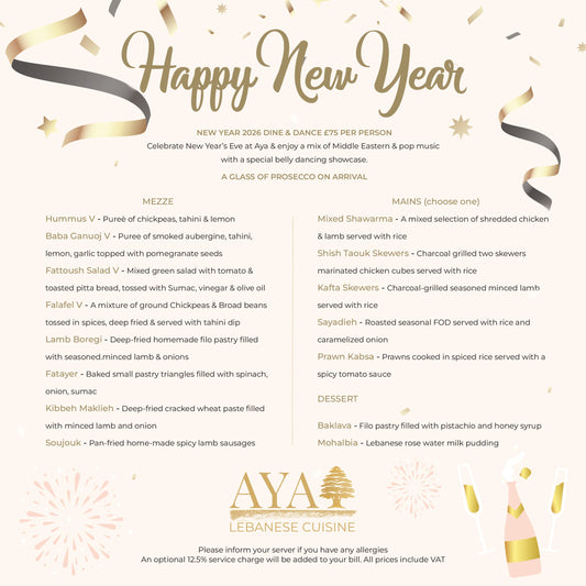 🎉✨ Ring in 2026 at Aya Lebanese Cuisine! ✨🎉